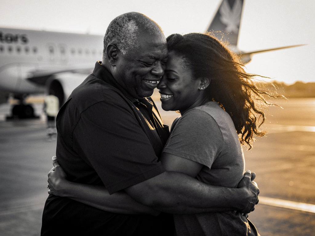 Uncle Johnny and Mika embracing